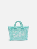 Mini Vanity Sponge Bag con stampa zebrata verde acqua in rilievo