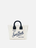 Borsa Vanity mini in tessuto effetto spugna bianco con logo ricamato