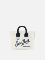 Borsa Vanity mini in tessuto effetto spugna bianco con logo ricamato