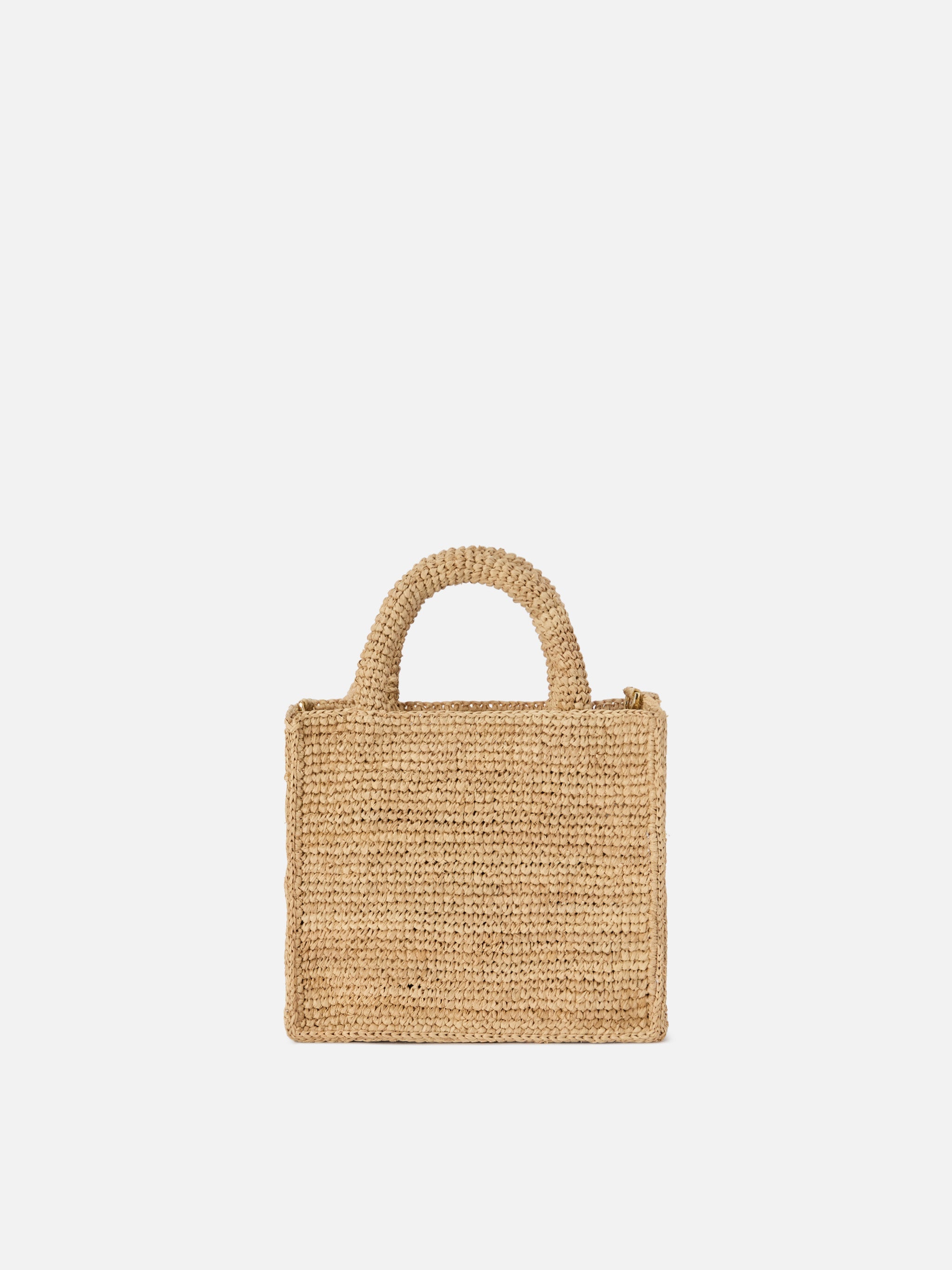 Borsa Vanity mini in raffia con logo ricamato