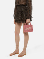 Borsa Mini Vanity in rafia rosa con ricamo Saint Barth