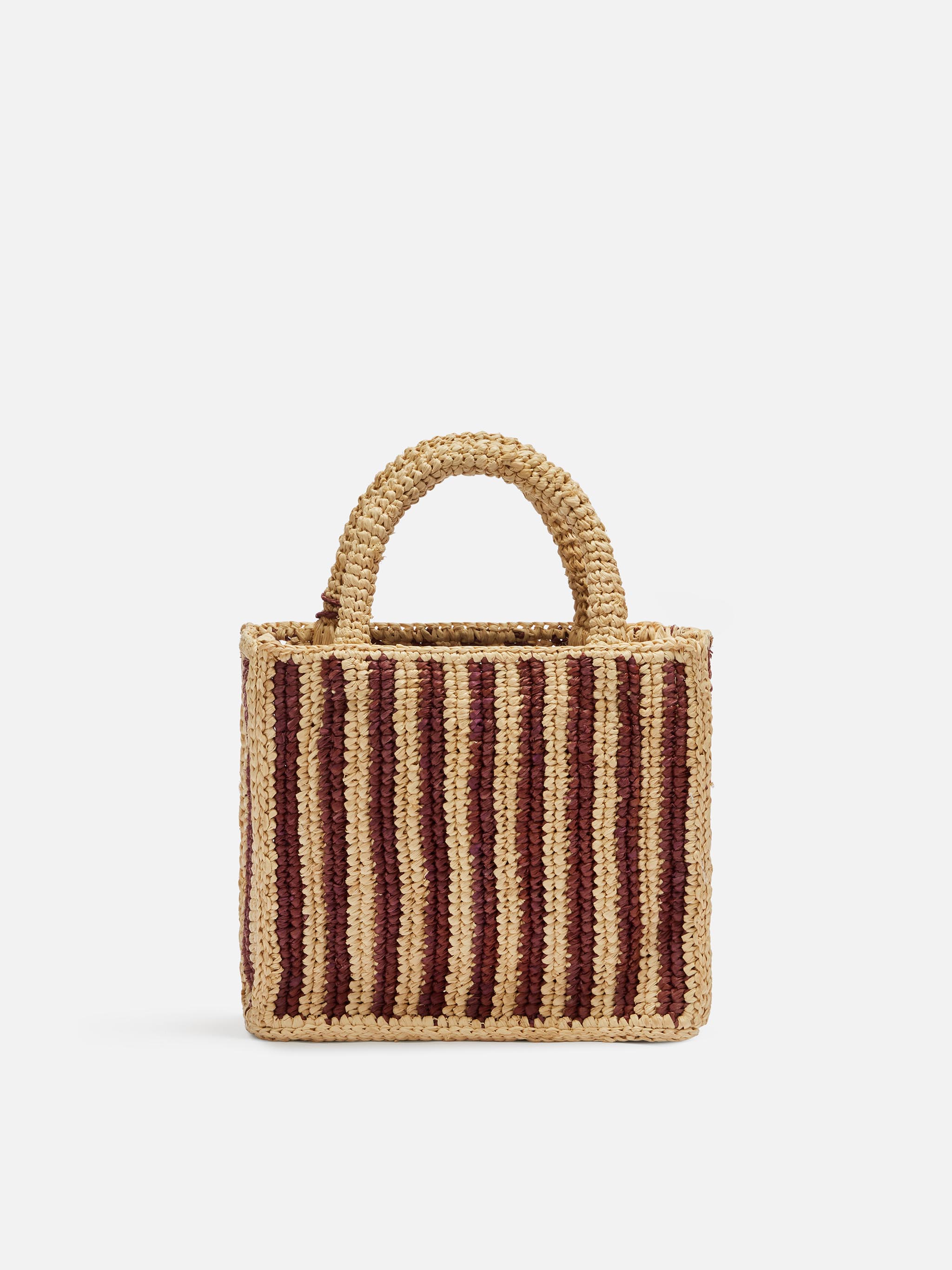 Borsa Mini Vanity Rafia con stampa a righe