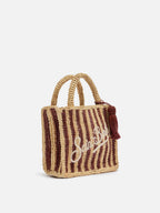 Borsa Mini Vanity Rafia con stampa a righe