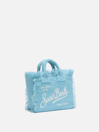Borsa Mini Vanity in 100% LINO azzurro