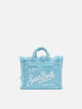 Borsa Mini Vanity in 100% LINO azzurro
