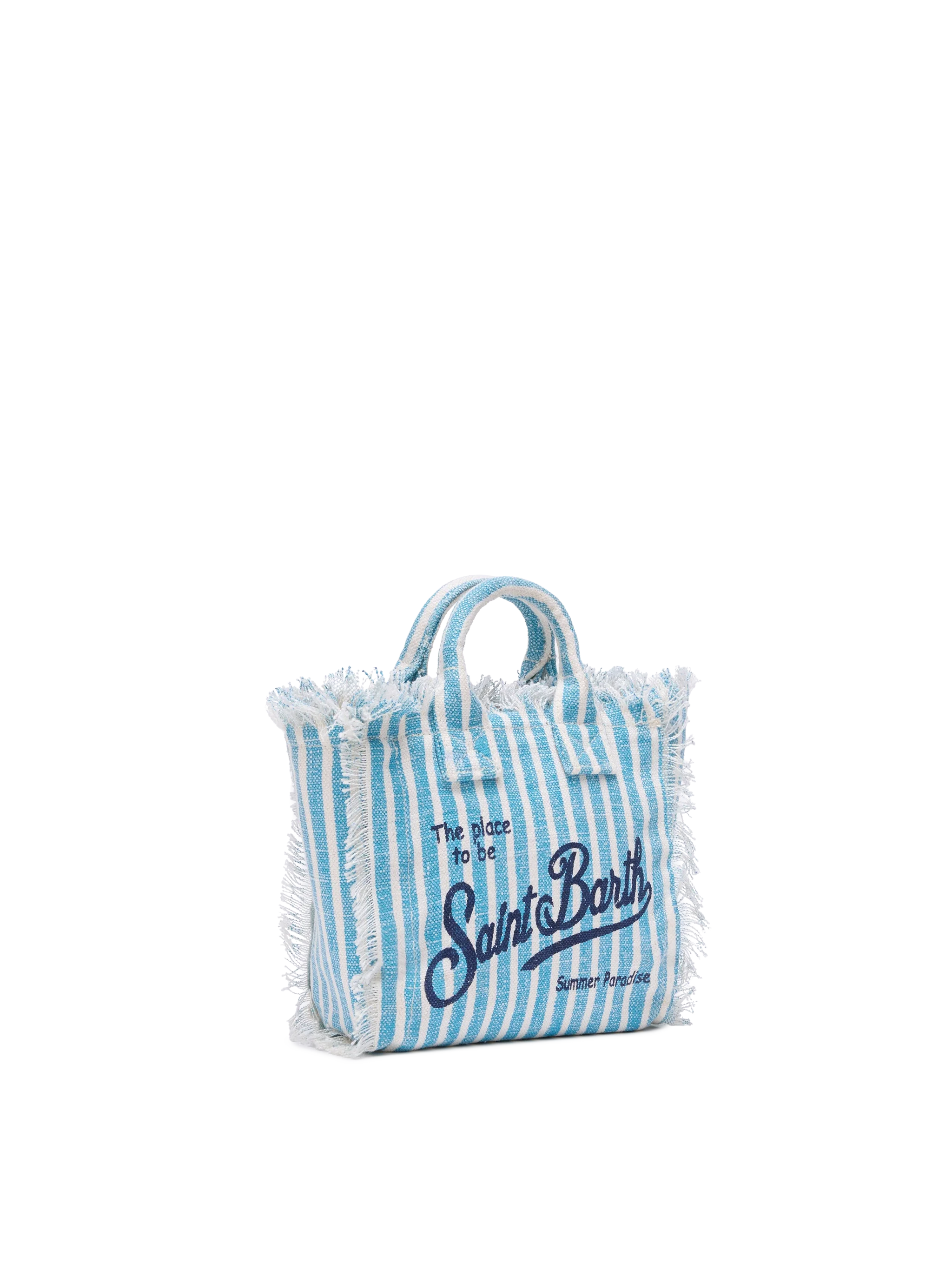 Borsa Mini Vanity in 100% LINO con stampa a righe