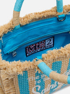Borsa Mini Vanity effetto paglia con stampa a righe