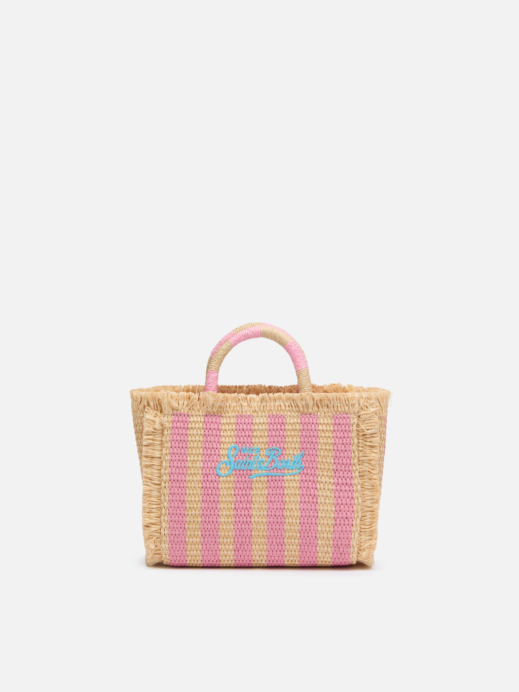 Borsa Mini Vanity effetto paglia con stampa a righe