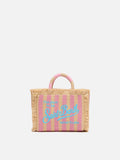 Borsa Mini Vanity effetto paglia con stampa a righe
