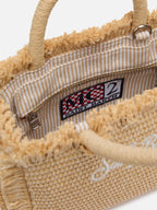 Borsa Mini Vanity beige effetto paglia