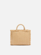 Borsa Mini Vanity beige effetto paglia
