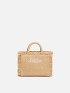 Borsa Mini Vanity beige effetto paglia