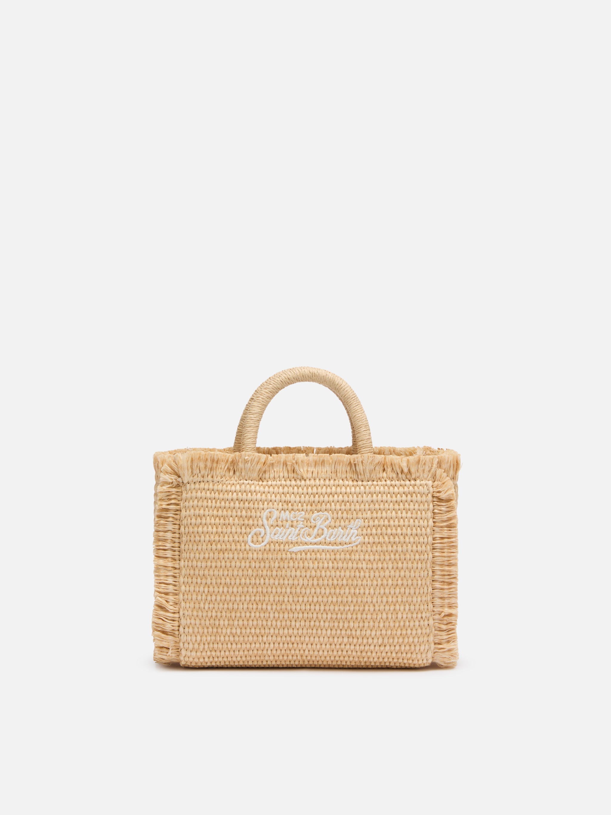 Borsa Mini Vanity beige effetto paglia