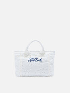 Borsa Vanity mini volant in cotone sangallo bianca
