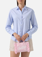 Borsa Vanity mini volant in cotone sangallo rosa