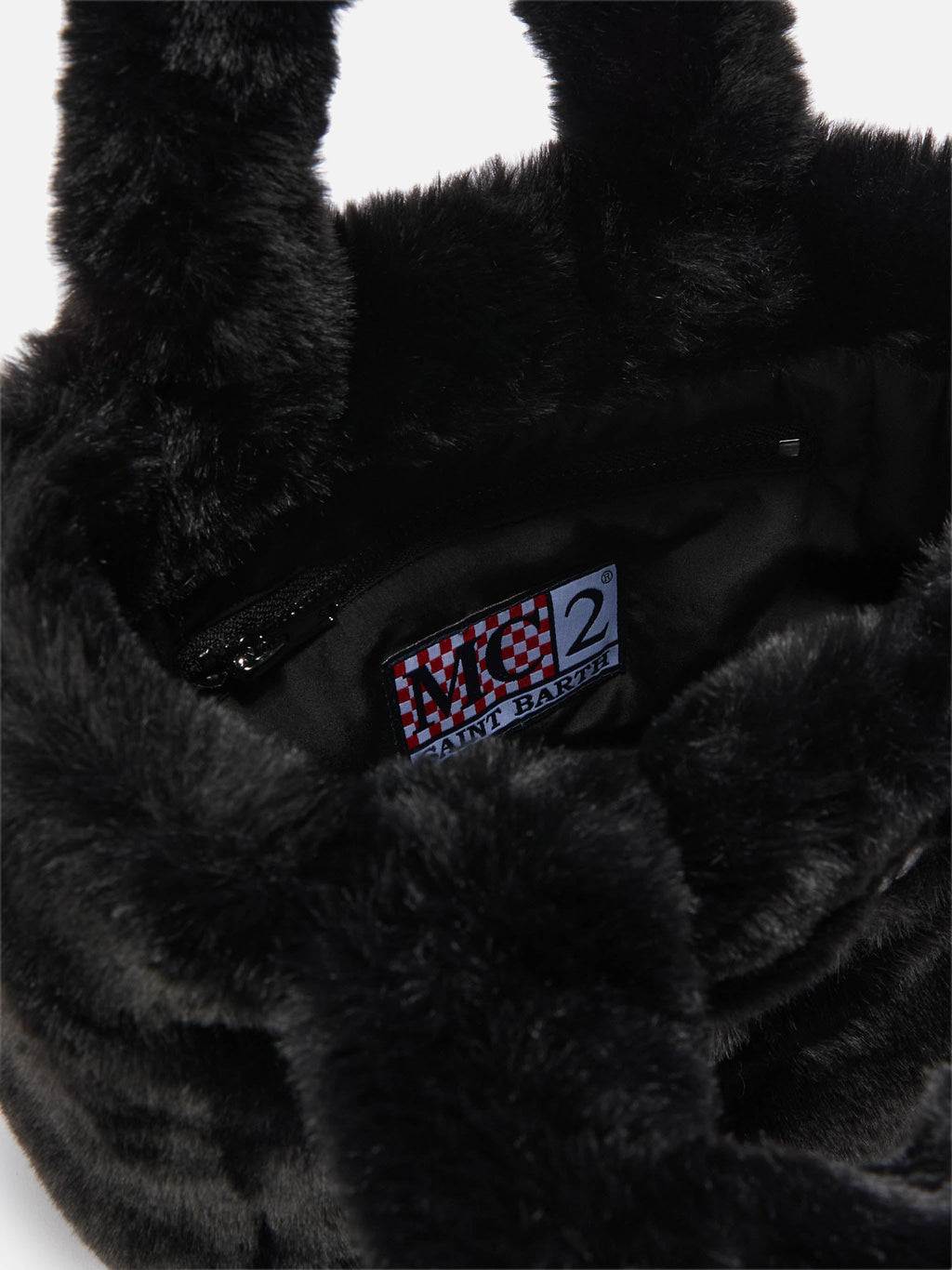 Borsa morbida a mano Vanity Mini Soft in faux fur nero