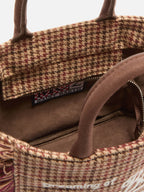 Borsa Vanity Mini Wool pied de poule bordeaux