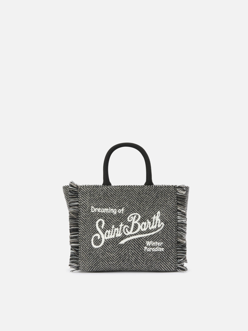 Borsa Vanity Mini Wool spigata nero e grigio
