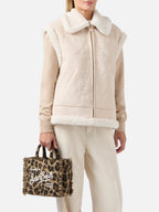 Borsa Vanity Mini Felt stampa leopardata