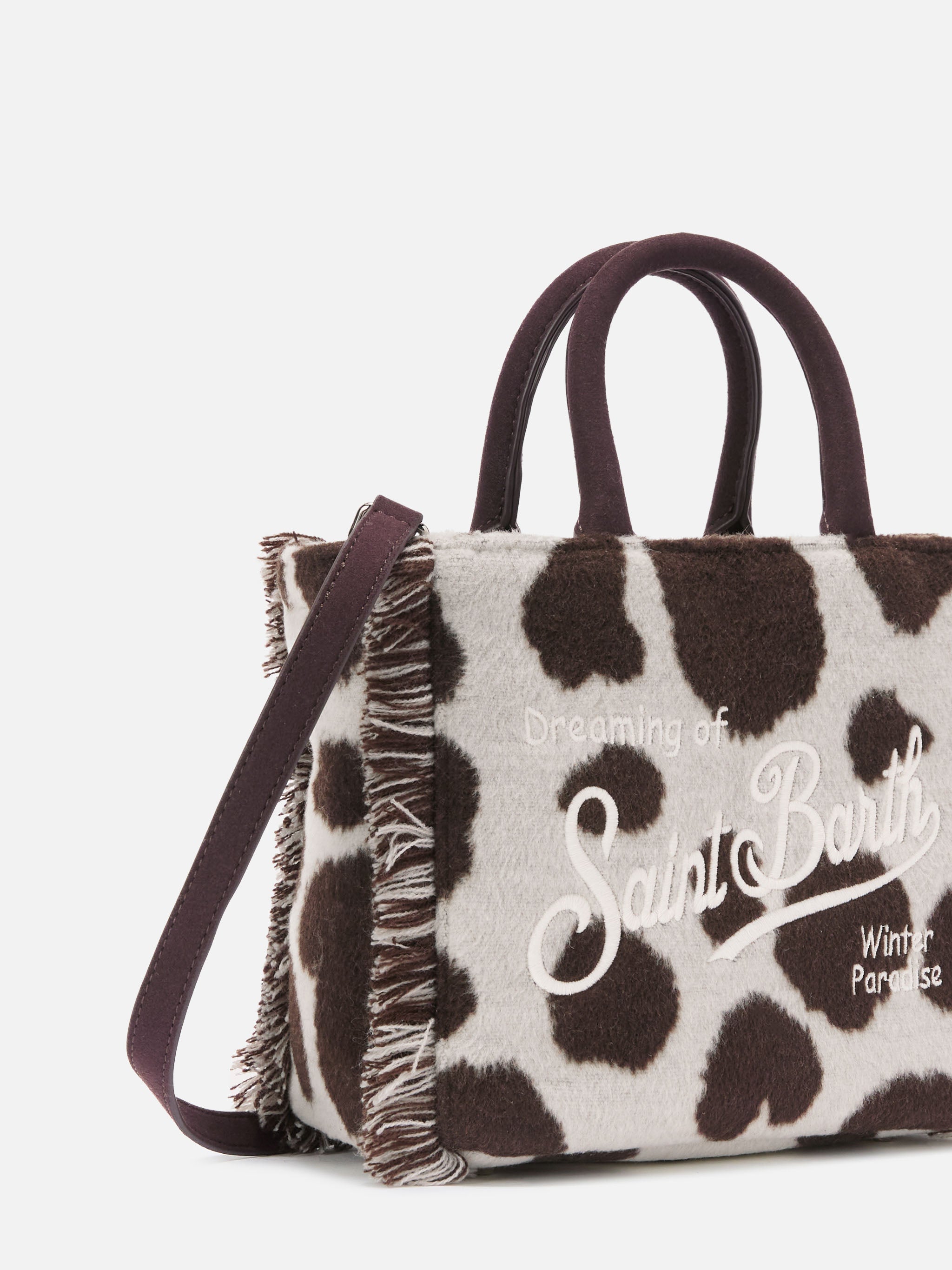 Borsa Vanity Mini Felt stampa cow