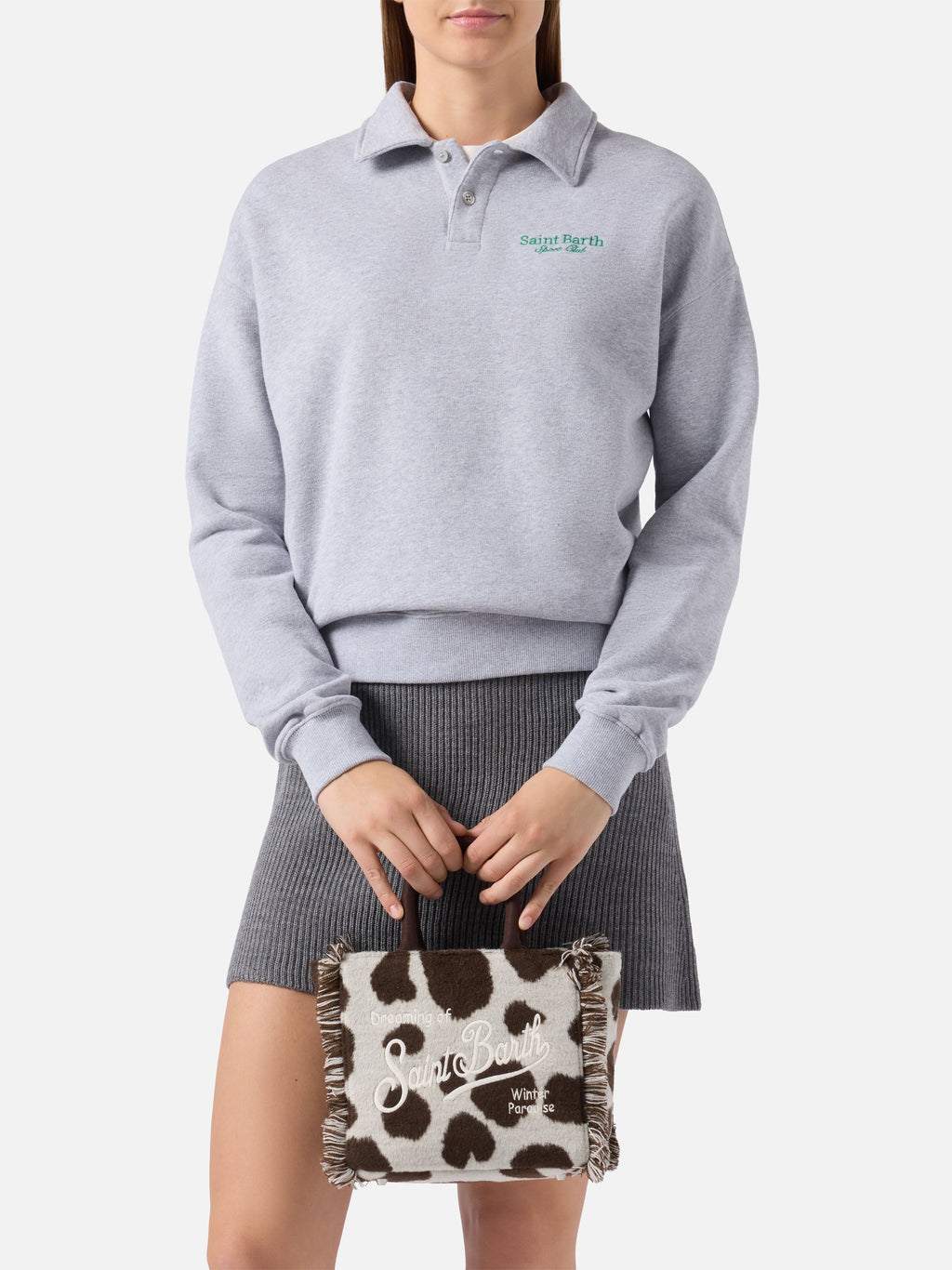 Borsa Vanity Mini Felt stampa cow
