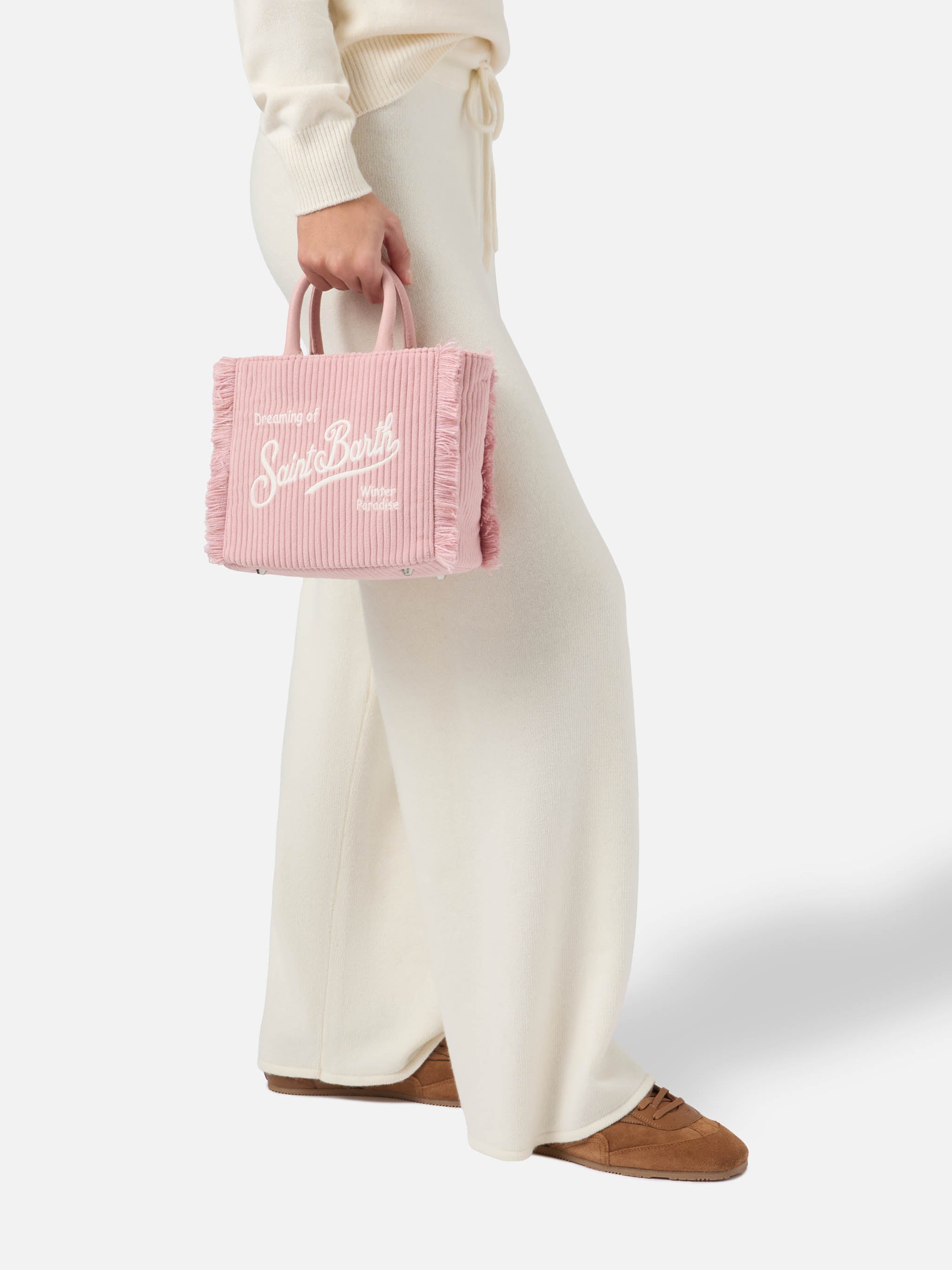 Borsa Vanity Mini Corduroy rosa