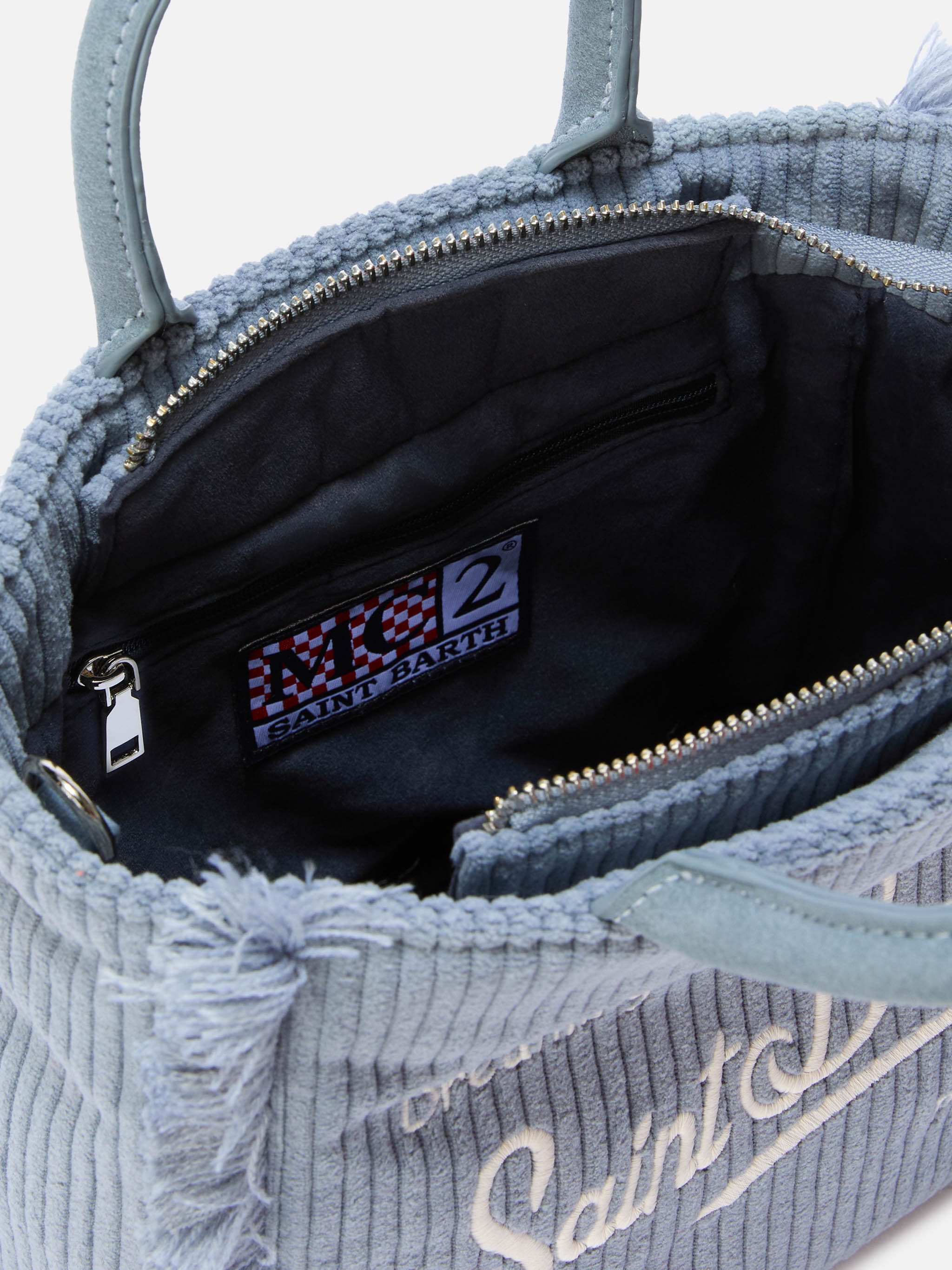 Borsa Vanity Mini Corduroy azzurro polvere