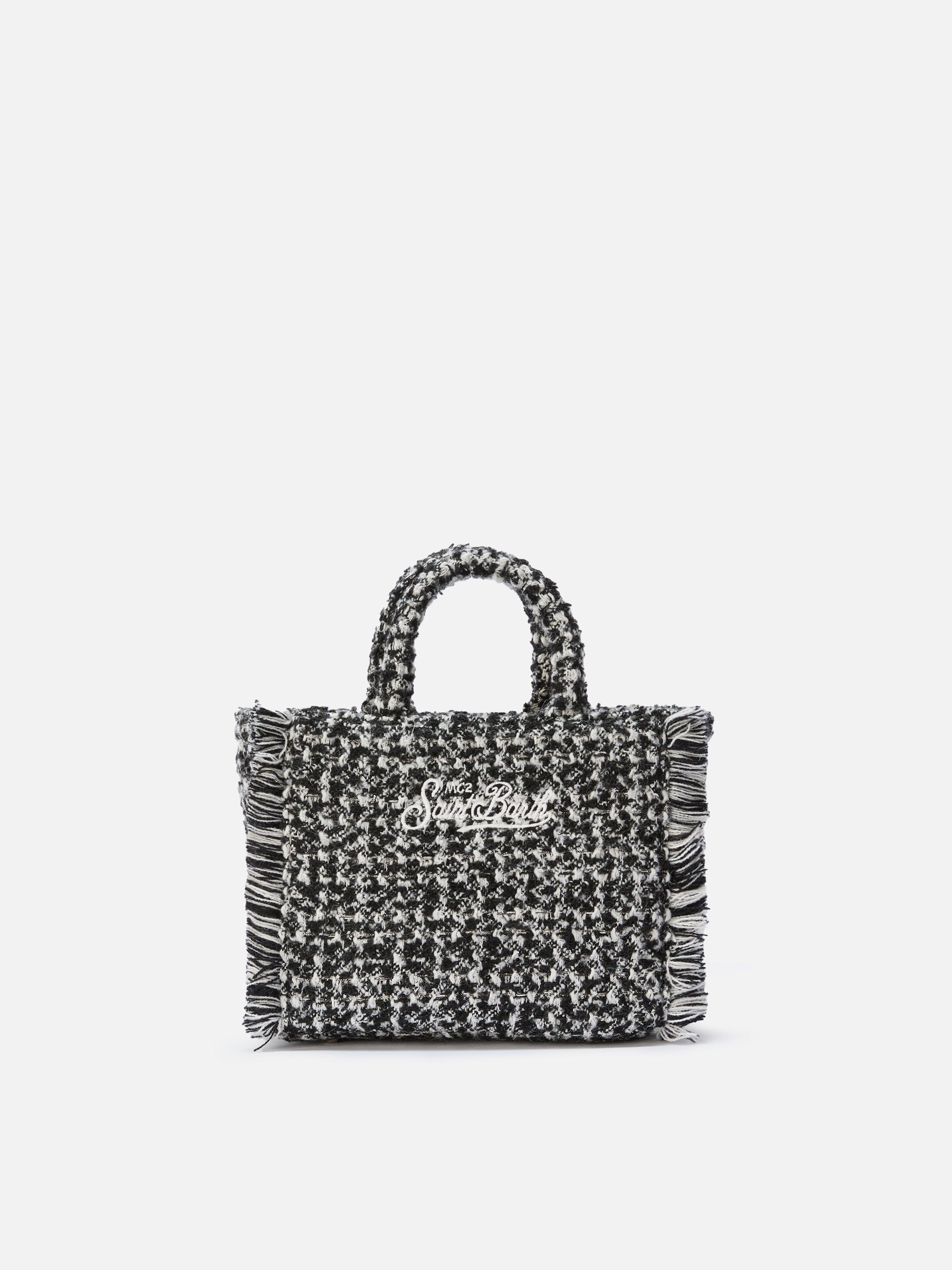 Borsa Vanity Mini Tweed bianco e nero
