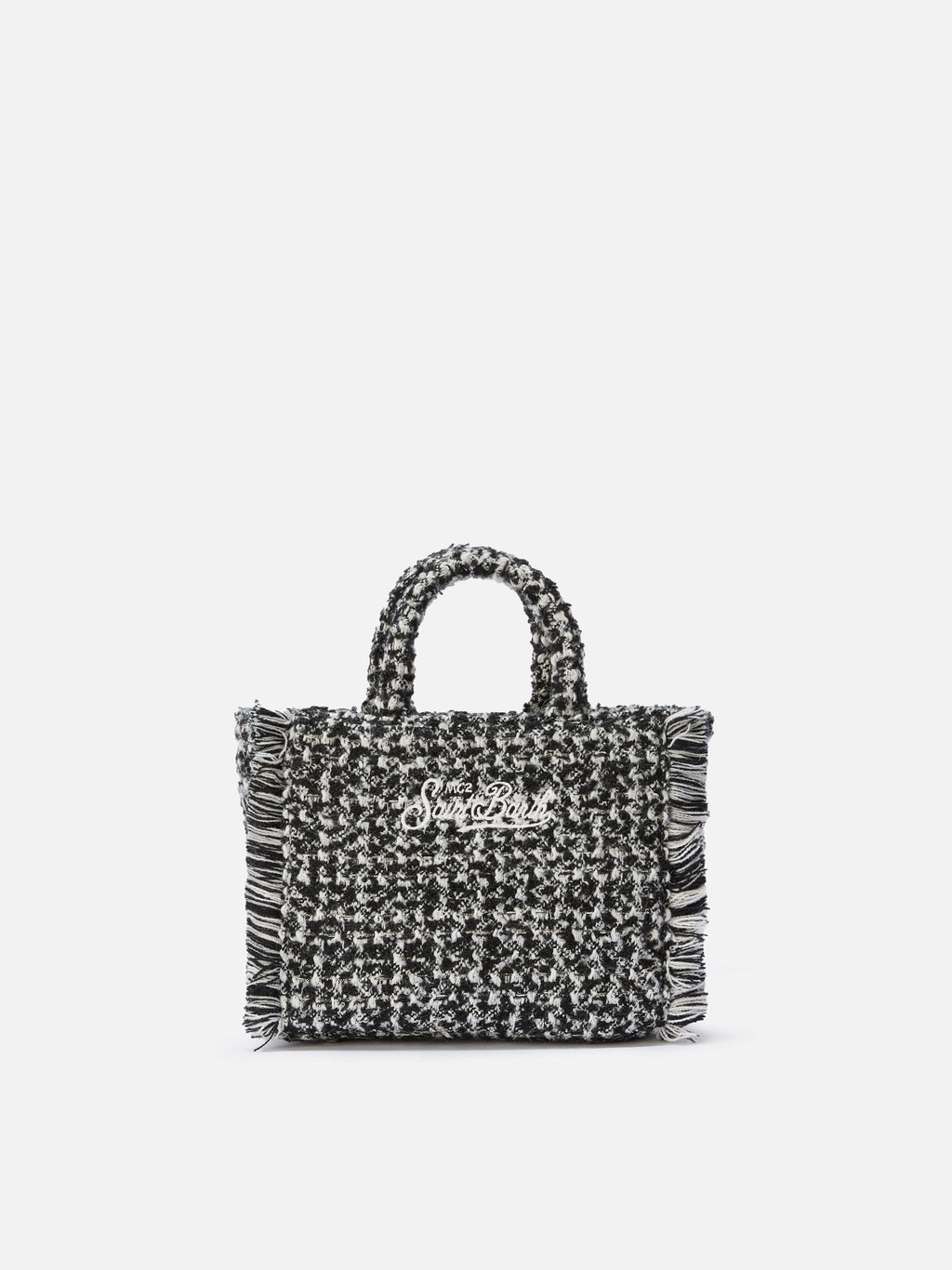 Borsa Vanity Mini Tweed bianco e nero