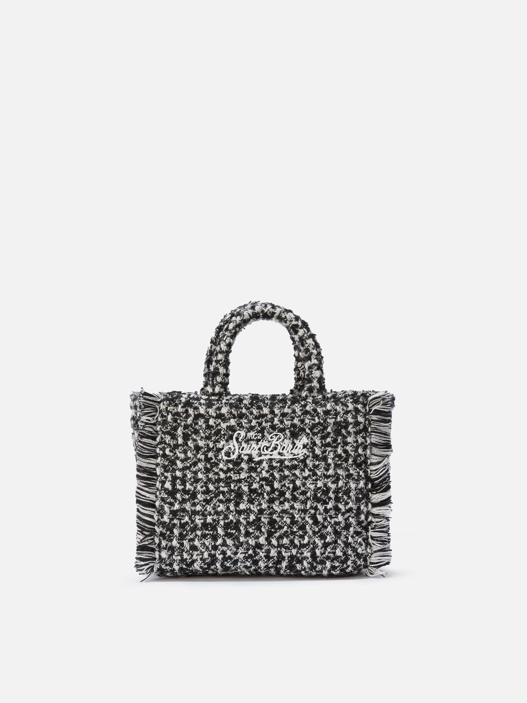 Borsa Vanity Mini Tweed bianco e nero
