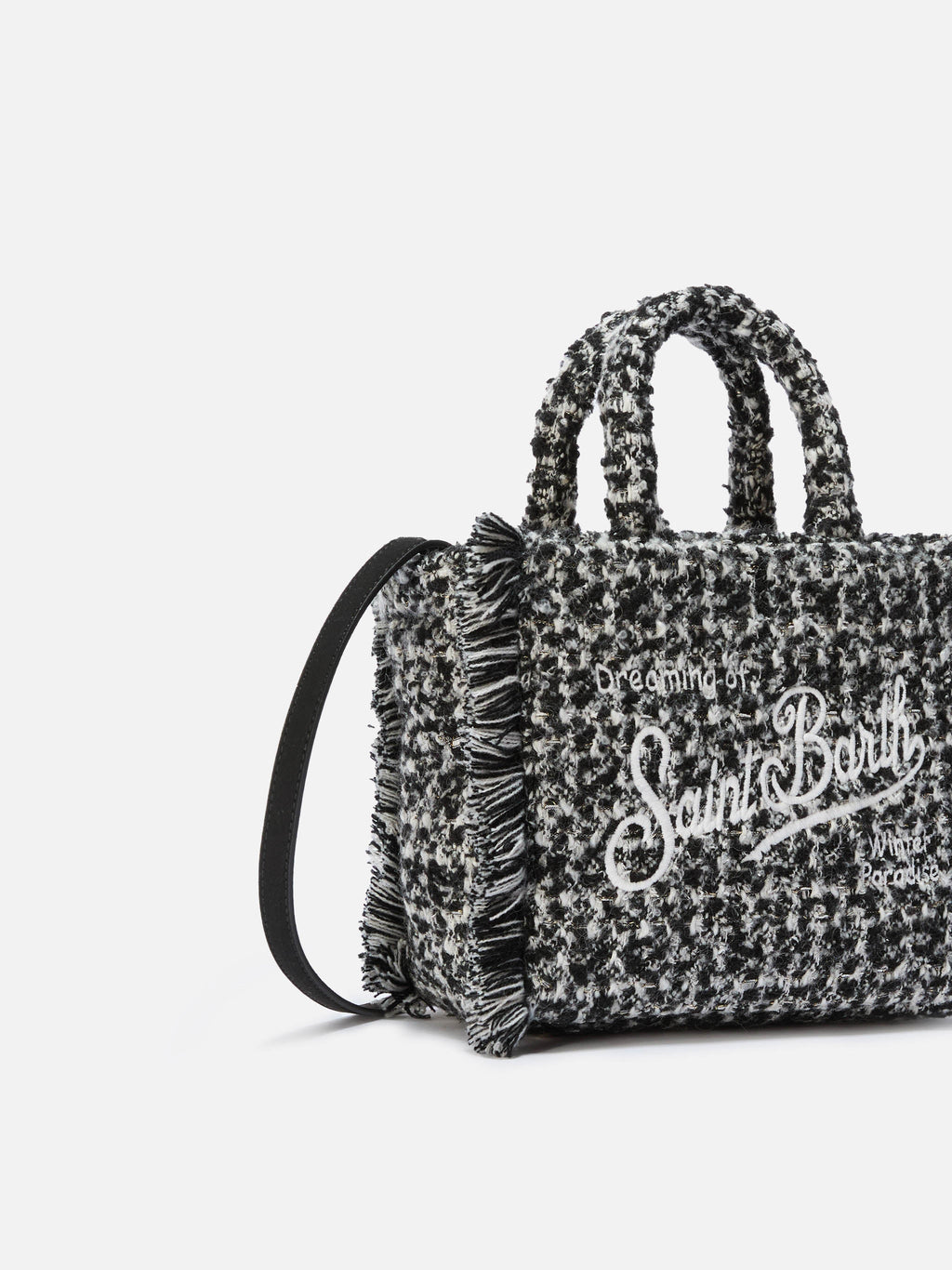 Borsa Vanity Mini Tweed bianco e nero