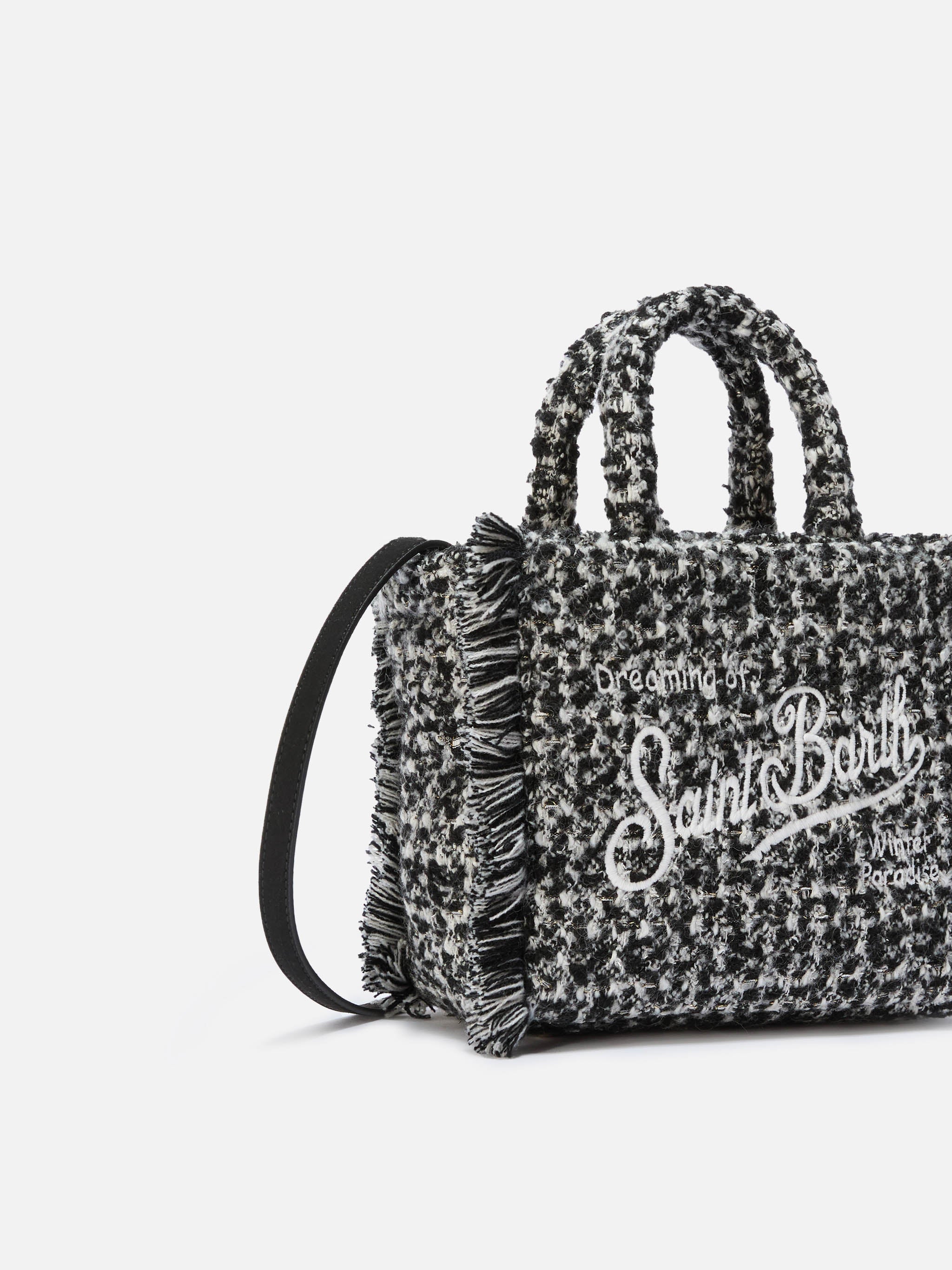 Borsa Vanity Mini Tweed bianco e nero