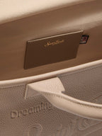 Borsa a spalla Vanity Bag Large in pelle martellata nocciola