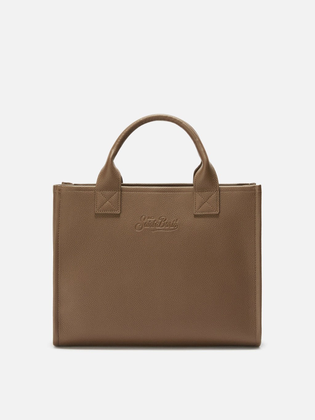 Borsa a spalla Vanity Bag Large in pelle martellata marrone