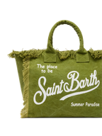 Military  green cotton canvas Vanity tote bag