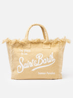 Borsa a spalla Vanity in canvas di cotone beige