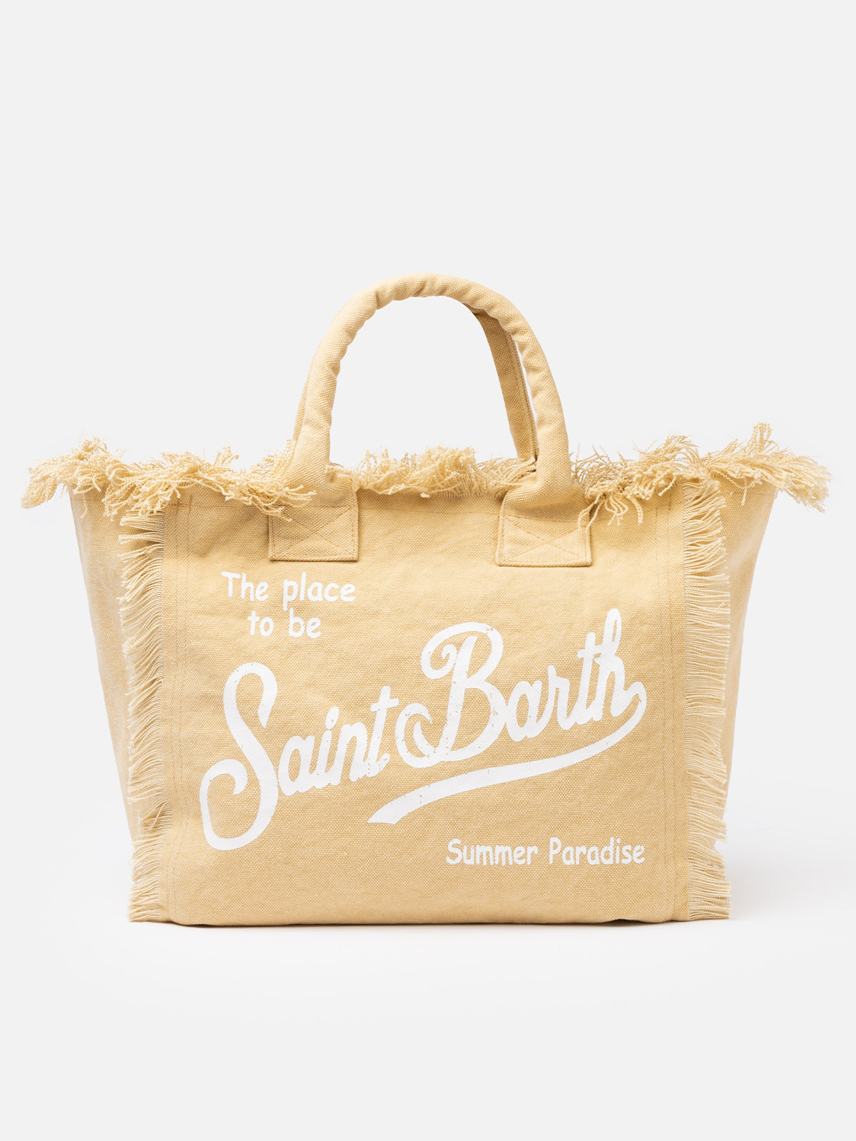 Borsa a spalla Vanity in canvas di cotone beige