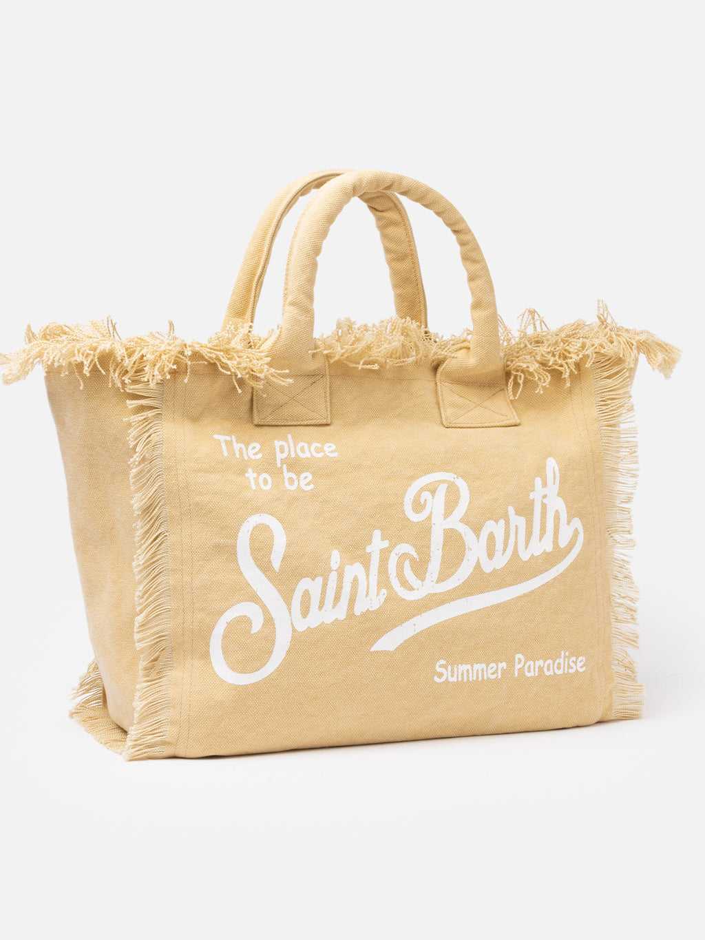 Borsa a spalla Vanity in canvas di cotone beige