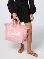 Borsa a spalla Vanity in canvas di cotone rosa