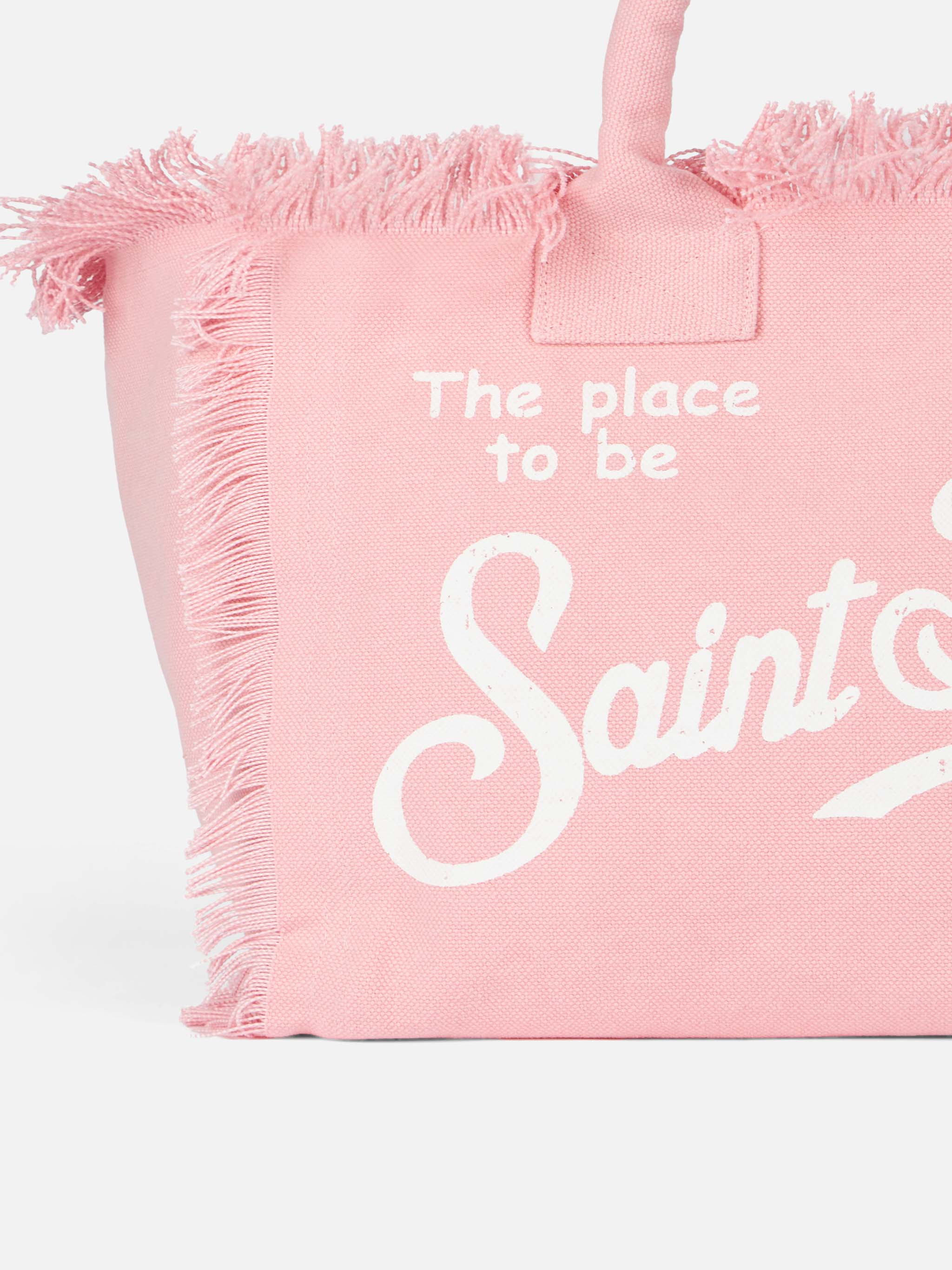 Borsa a spalla Vanity in canvas di cotone rosa