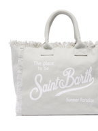 Borsa a spalla Vanity in canvas di cotone grigio