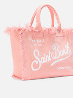 Borsa Vanity regular arancione in canvas con frange