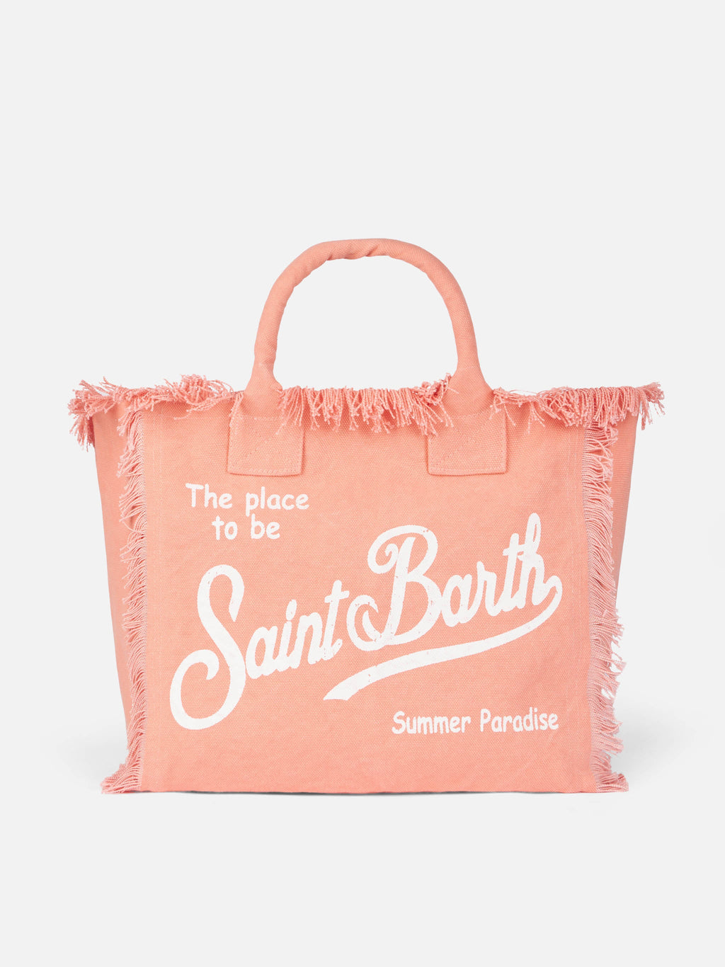 Borsa tote Vanity in tela di cotone color pesca