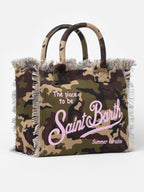 Borsa a spalla Vanity in canvas di cotone con stampa camouflage
