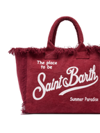 Borsa a spalla Vanity in canvas di cotone bordeaux