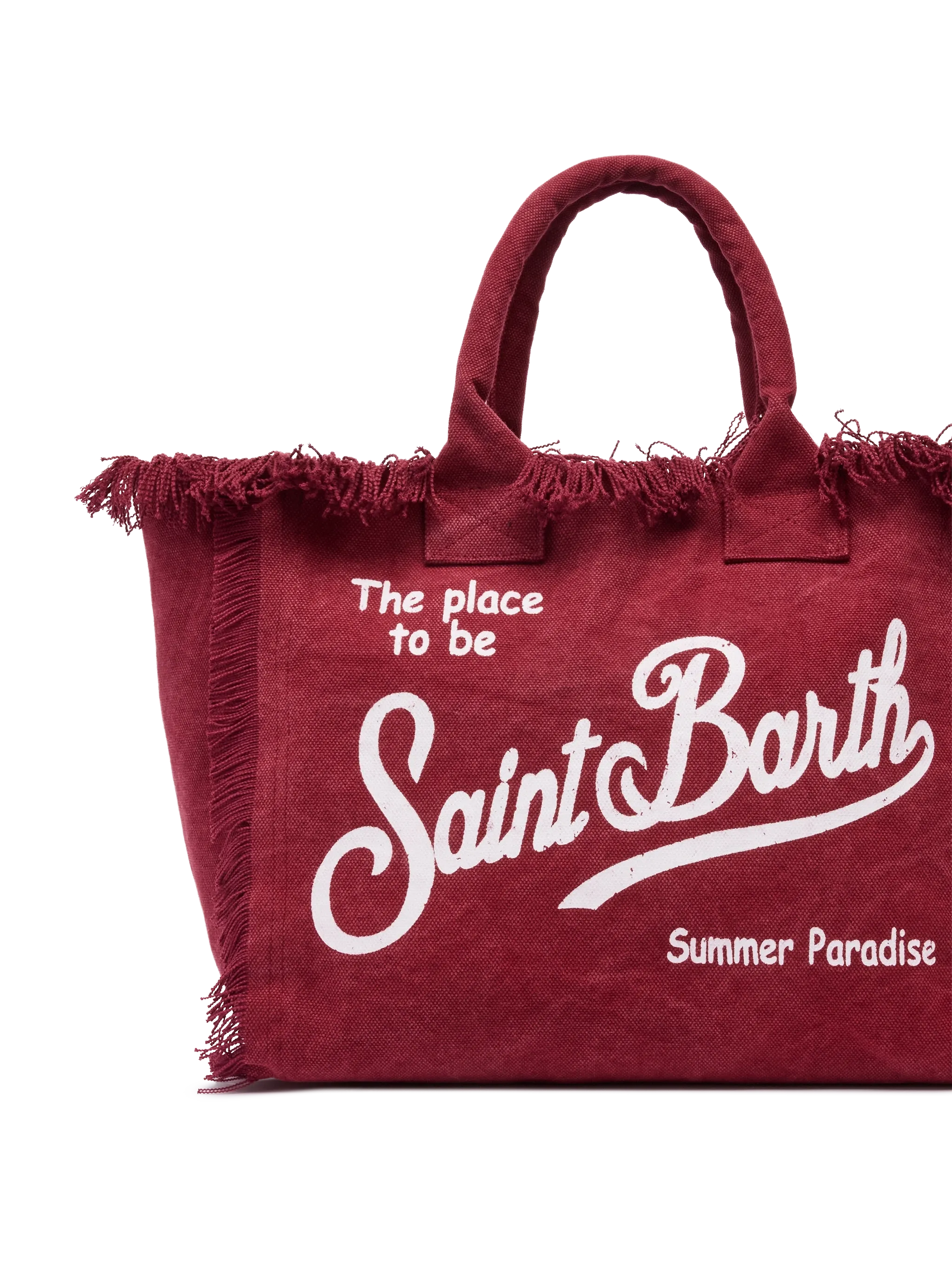 Borsa a spalla Vanity in canvas di cotone bordeaux