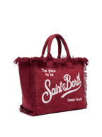 Borsa a spalla Vanity in canvas di cotone bordeaux