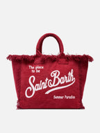 Borsa a spalla Vanity in canvas di cotone bordeaux