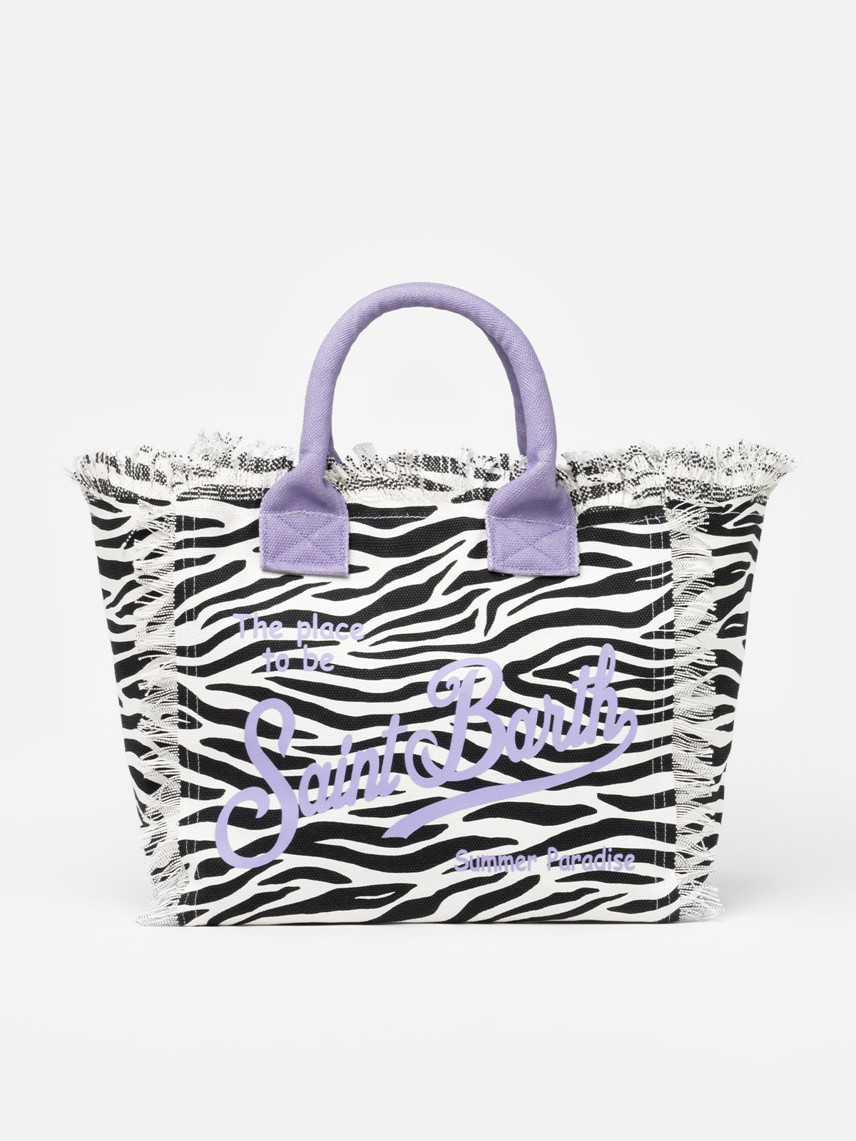 Borsa a spalla Vanity in canvas di cotone con stampa zebrata