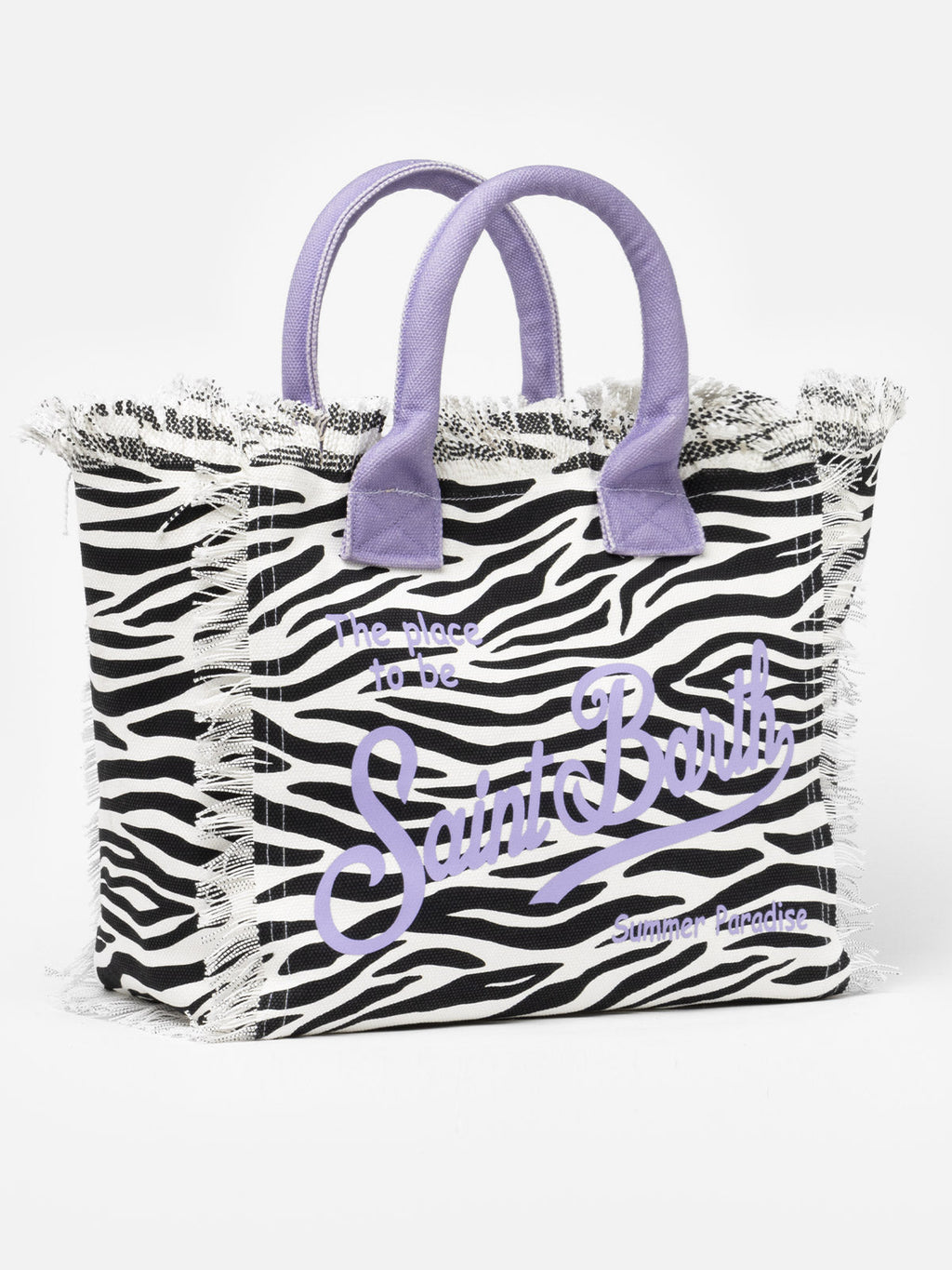 Borsa a spalla Vanity in canvas di cotone con stampa zebrata